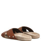 Dolce & Gabbana Brown Calf Leather Slides Sandals Shoes