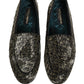 Dolce & Gabbana Black Silver Embellished Dress Loafers Shoes