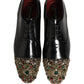 Dolce & Gabbana Black Crystals Embellished Men Derby Shoes