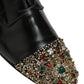 Dolce & Gabbana Black Crystals Embellished Men Derby Shoes