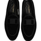 Dolce & Gabbana Black Velvet Loafers Formal Men Dress Shoes