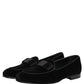 Dolce & Gabbana Black Velvet Loafers Formal Men Dress Shoes