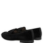 Dolce & Gabbana Black Velvet Loafers Formal Men Dress Shoes