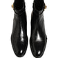 Dolce & Gabbana Black Leather Logo Buckle Mid Calf Boots Shoes
