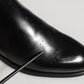 Dolce & Gabbana Black Leather Logo Buckle Mid Calf Boots Shoes