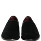 Dolce & Gabbana Black Velvet Cotton Loafers Formal Dress Shoes