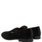 Dolce & Gabbana Black Velvet Cotton Loafers Formal Dress Shoes