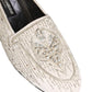 Dolce & Gabbana White Satin Embellished Dress Loafers Shoes