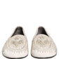 Dolce & Gabbana White Satin Embellished Dress Loafers Shoes