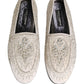 Dolce & Gabbana White Satin Embellished Dress Loafers Shoes