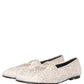 Dolce & Gabbana White Satin Embellished Dress Loafers Shoes