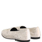 Dolce & Gabbana White Satin Embellished Dress Loafers Shoes