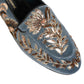 Dolce & Gabbana Blue Velvet Embellished Dress Loafers Shoes