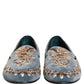 Dolce & Gabbana Blue Velvet Embellished Dress Loafers Shoes