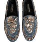 Dolce & Gabbana Blue Velvet Embellished Dress Loafers Shoes