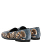Dolce & Gabbana Blue Velvet Embellished Dress Loafers Shoes