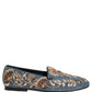 Dolce & Gabbana Blue Velvet Embellished Dress Loafers Shoes