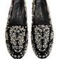 Dolce & Gabbana Black Velvet Embellished Dress Loafers Shoes