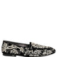 Dolce & Gabbana Black Velvet Embellished Dress Loafers Shoes