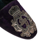 Dolce & Gabbana Purple Velvet Crown Embroidery Loafers Shoes