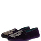 Dolce & Gabbana Purple Velvet Crown Embroidery Loafers Shoes