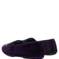 Dolce & Gabbana Purple Velvet Crown Embroidery Loafers Shoes