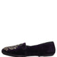 Dolce & Gabbana Purple Velvet Crown Embroidery Loafers Shoes