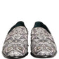 Dolce & Gabbana White Sequined Formal Slip On Loafers Shoes