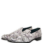 Dolce & Gabbana White Sequined Formal Slip On Loafers Shoes