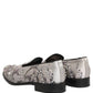 Dolce & Gabbana White Sequined Formal Slip On Loafers Shoes