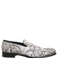 Dolce & Gabbana White Sequined Formal Slip On Loafers Shoes