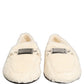Dolce & Gabbana White Fur Shearling Men Dress Loafers Shoes