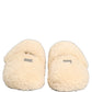 Dolce & Gabbana Beige Faux Fur Flats Men Slides Sandals Shoes