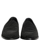 Dolce & Gabbana Black Logo Monogram Men Dress Loafers Shoes