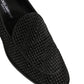 Dolce & Gabbana Black Logo Monogram Men Dress Loafers Shoes