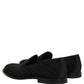 Dolce & Gabbana Black Logo Monogram Men Dress Loafers Shoes