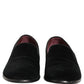 Dolce & Gabbana Black Velvet Cotton Loafers Formal Dress Shoes