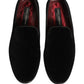 Dolce & Gabbana Black Velvet Cotton Loafers Formal Dress Shoes