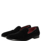 Dolce & Gabbana Black Velvet Cotton Loafers Formal Dress Shoes