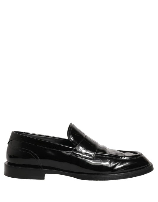 Dolce & Gabbana Black Leather Formal Men Dress Loafers Shoes