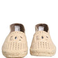 Dolce & Gabbana Beige Leather Cutout Logo Espadrilles Shoes