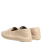 Dolce & Gabbana Beige Leather Cutout Logo Espadrilles Shoes