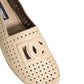Dolce & Gabbana Beige Leather Cutout Logo Espadrilles Shoes
