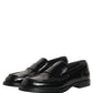 Dolce & Gabbana Black Leather Formal Men Dress Loafers Shoes
