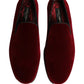 Dolce & Gabbana Maroon Velvet Slip On Dress Loafers Shoes