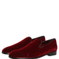 Dolce & Gabbana Maroon Velvet Slip On Dress Loafers Shoes