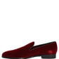 Dolce & Gabbana Maroon Velvet Slip On Dress Loafers Shoes