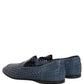 Dolce & Gabbana Blue Woven Raffia Slip On Loafers Men Shoes
