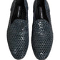 Dolce & Gabbana Blue Woven Raffia Slip On Loafers Men Shoes