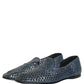 Dolce & Gabbana Blue Woven Raffia Slip On Loafers Men Shoes